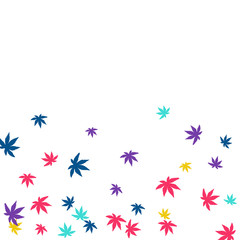 Cute vegetative pattern with simple small leaves for a greeting card or poster. Vector background for spring or summer design