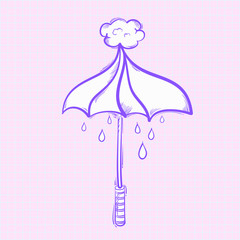 Hipster doodles umbrella isolated on background