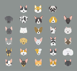 Obraz premium Cats and dogs icon collection