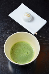 Japanese traditional candy with tea  