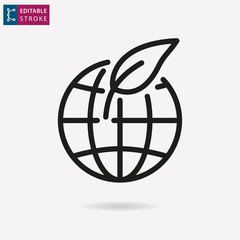 Ecology line vector icon. Editable stroke.