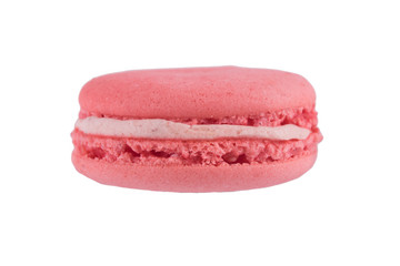 macaron raspberry pink biscuit, on white background