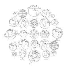 Globe Earth icons set. Outline illustration of 25 Globe Earth vector icons for web