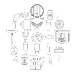 Beer icons set. Outline illustration of 25 beer vector icons for web