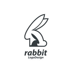 Two Bunny logo design simple line vector illustration isolated