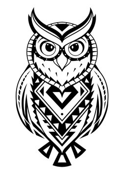 Ethnic style owl tattoo