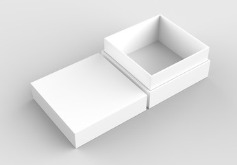 Elegant box mock up isolated on soft gray background. 3D illustrating.