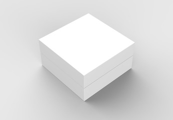 Elegant box mock up isolated on soft gray background. 3D illustrating.