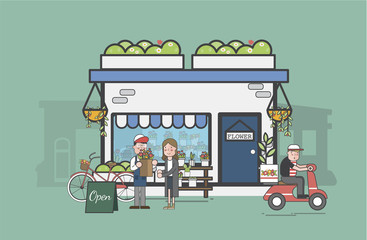 Illustration of flower shop