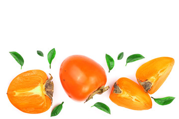 persimmon isolated on white background with copy space for your text. Top view. Flat lay pattern