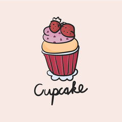 Illustration drawing style of cake