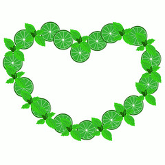 Frame heart. Lime and mint.