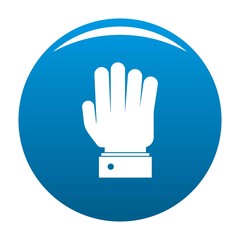 Hand stop icon vector blue circle isolated on white background 