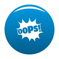 Comic boom oops icon vector blue circle isolated on white background 