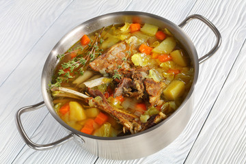  Icelandic Lamb winter hot Soup, close-up