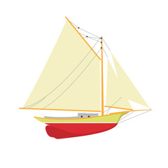 Sailboat or yacht side view - sailer out of water