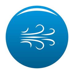 Wind icon vector blue circle isolated on white background 