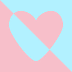 Pink paper heart icon. Pastel color. Happy Valentines day sign symbol. Cute abstract graphic geometric shape. Flat design style. Love greeting card. Isolated. Blue background