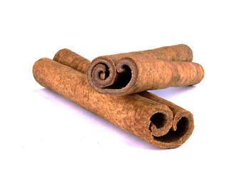 Cinnamon sticks isolated on white background