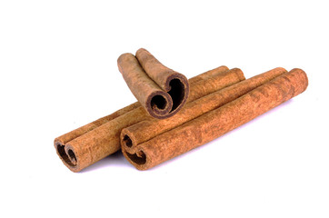 Cinnamon sticks isolated on white background