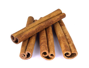 Cinnamon sticks isolated on white background