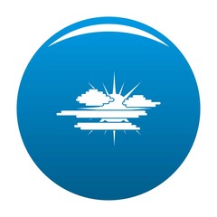 Cloudy sun icon vector blue circle isolated on white background 