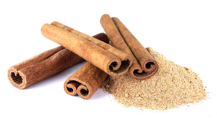 Cinnamon sticks isolated on white background