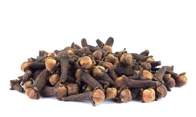Dry cloves spice isolated on white background