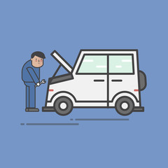 Illustration of car garage set