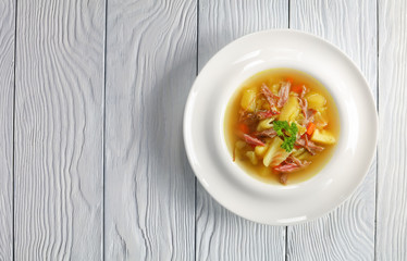 Icelandic Lamb Soup in a bowl