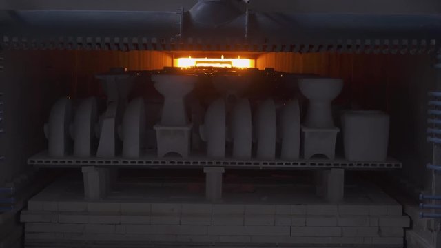 Manufacture, ceramics fired in oven, sinks and toilets. 
