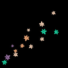 Festive Background with Colorful  flowers. Feminine Pattern for Postcard, Print, Banner or Poster. Small Pretty  flowers For Party Decoration, Wedding, Birthday or Anniversary Invitation. 