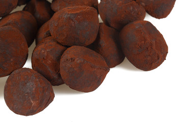 chocolate truffle candies isolated on white