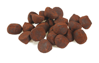 chocolate truffle candies isolated on white
