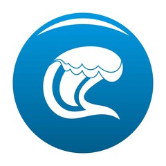 Wave surfing icon vector blue circle isolated on white background 