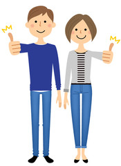 若いカップル　サムズアップ