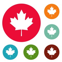 Canada maple leaf icons circle set vector isolated on white background