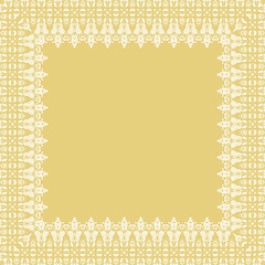 Classic vector square white frame with arabesques and orient elements. Abstract ornament with place for text. Vintage pattern