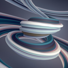 Red and blue colored twisted shape. 3D render illustration