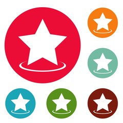 Star icons circle set vector isolated on white background
