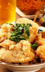Deep-fried chicken seasoned with pepper and salt