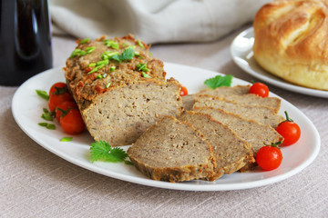 pate, closeup on a white plate