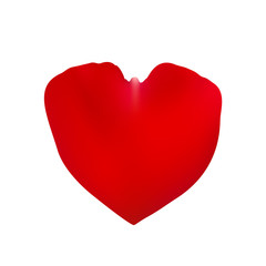 Red rose petal. The shape of a heart. Valentine s day. Vector illustration.