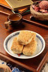 Crispy pineapple cake on the plate  