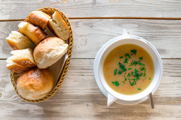 Delicious creamy  soup with parsley
