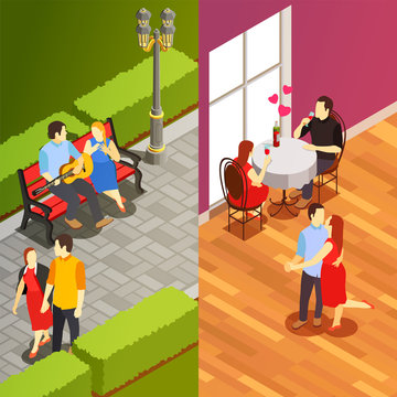 Dating Isometric Vertical Banners