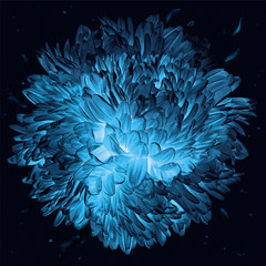 Night luminous vector Chrysanthemum flower spherical composition - 190994517