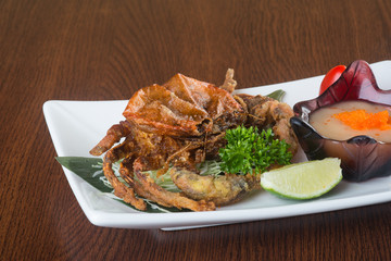 japanese cuisine. crab on the background