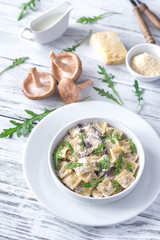 Portion of creamy mushroom ravioletti