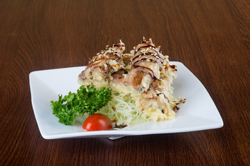 japanese cuisine. unagi or eel on the background